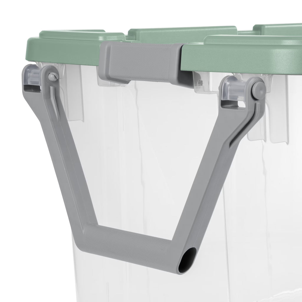 Extra-Large Wheeled Rugged Storage Bin, 160 Quart Durable Clear Storage Container with Latching Lid and Pull Handle, Green, 2 Pack