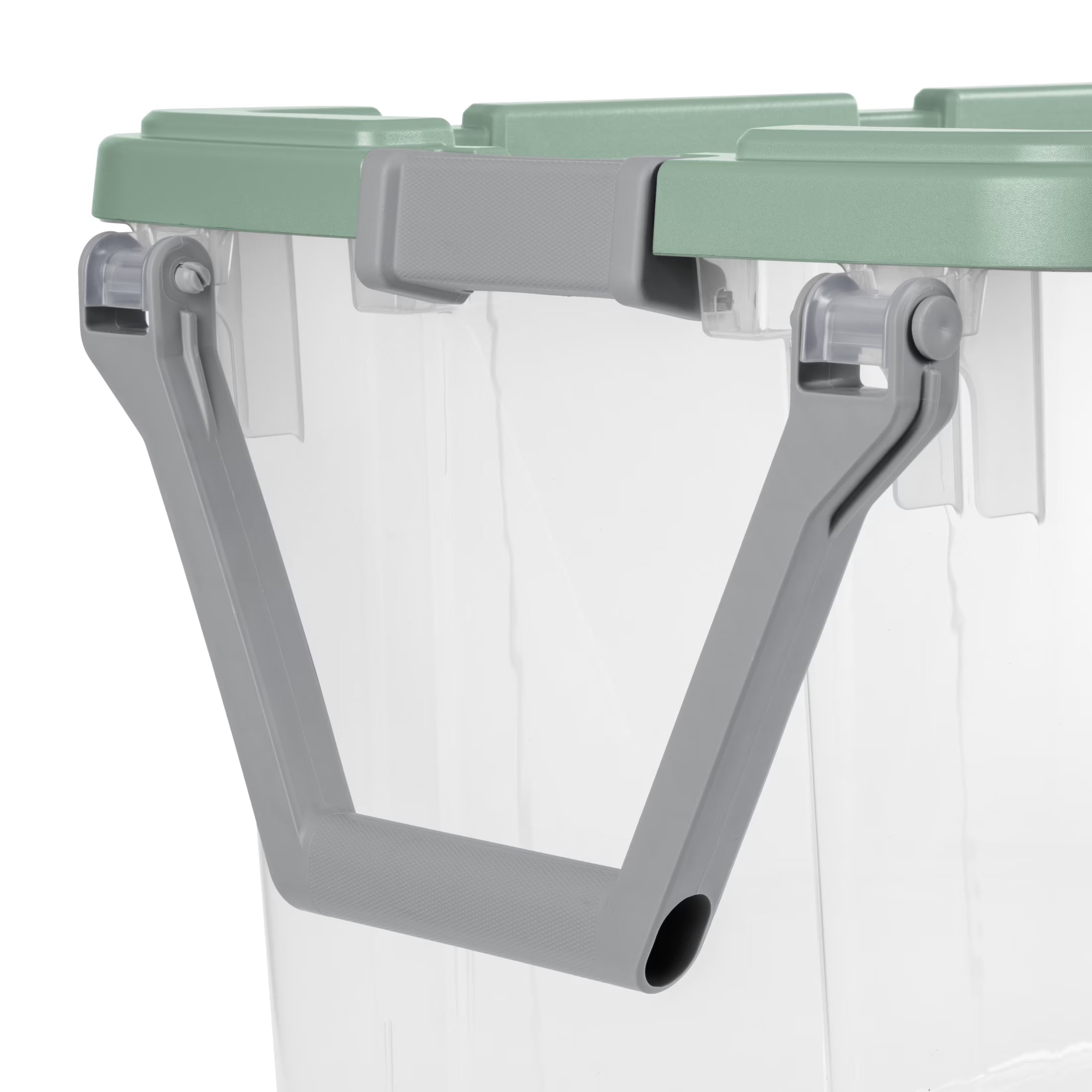 Extra-Large Wheeled Rugged Storage Bin, 160 Quart Durable Clear Storage Container with Latching Lid and Pull Handle, Green, 2 Pack