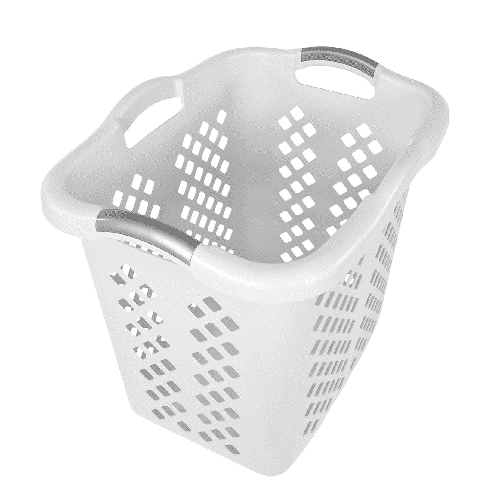 2 Bushel Lamper Laundry Basket with Silver Handles, White, Adult
