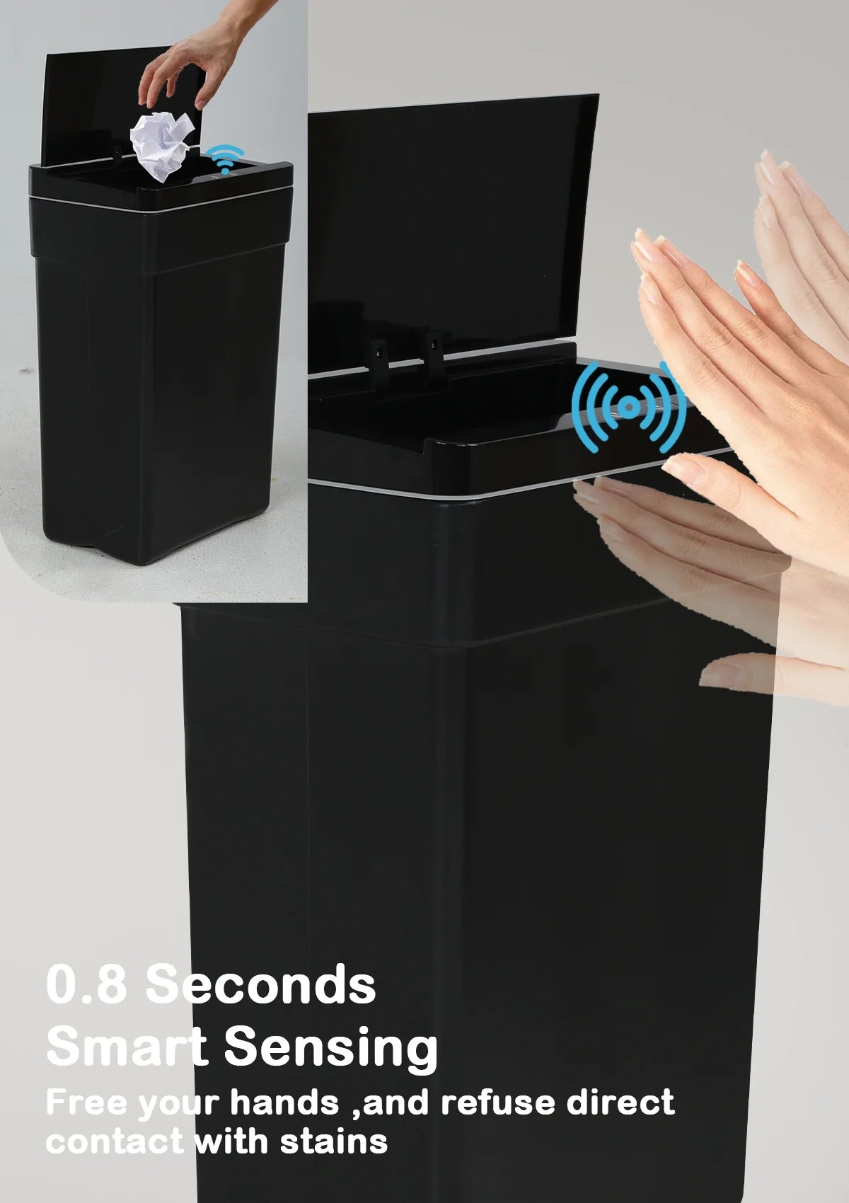 13 Gallon Kitchen Trash Can Automatic Kitchen Trash Can Touch Free High-Capacity Garbage Can with Lid for Bedroom Home Office 50 Liter Bathroom Trash Can
