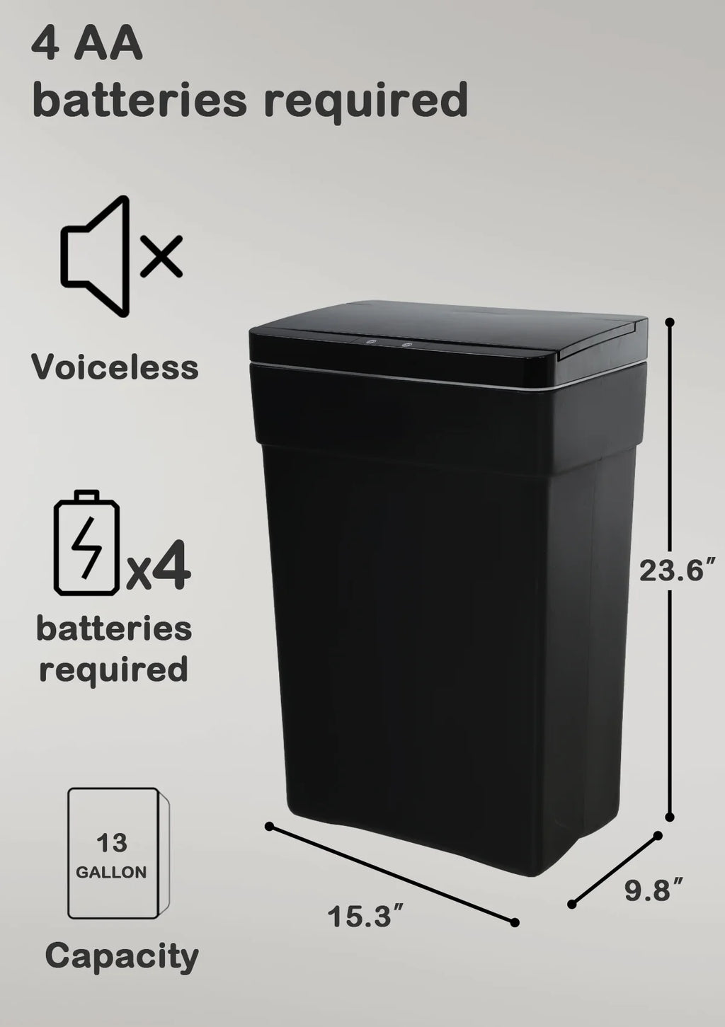 13 Gallon Kitchen Trash Can Automatic Kitchen Trash Can Touch Free High-Capacity Garbage Can with Lid for Bedroom Home Office 50 Liter Bathroom Trash Can