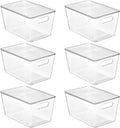 6-Pack Clear Stackable Storage Bins with Lids - Large Plastic Containers with Handles for Pantry, Bathroom, Kitchen, Fridge, and Closet Organization