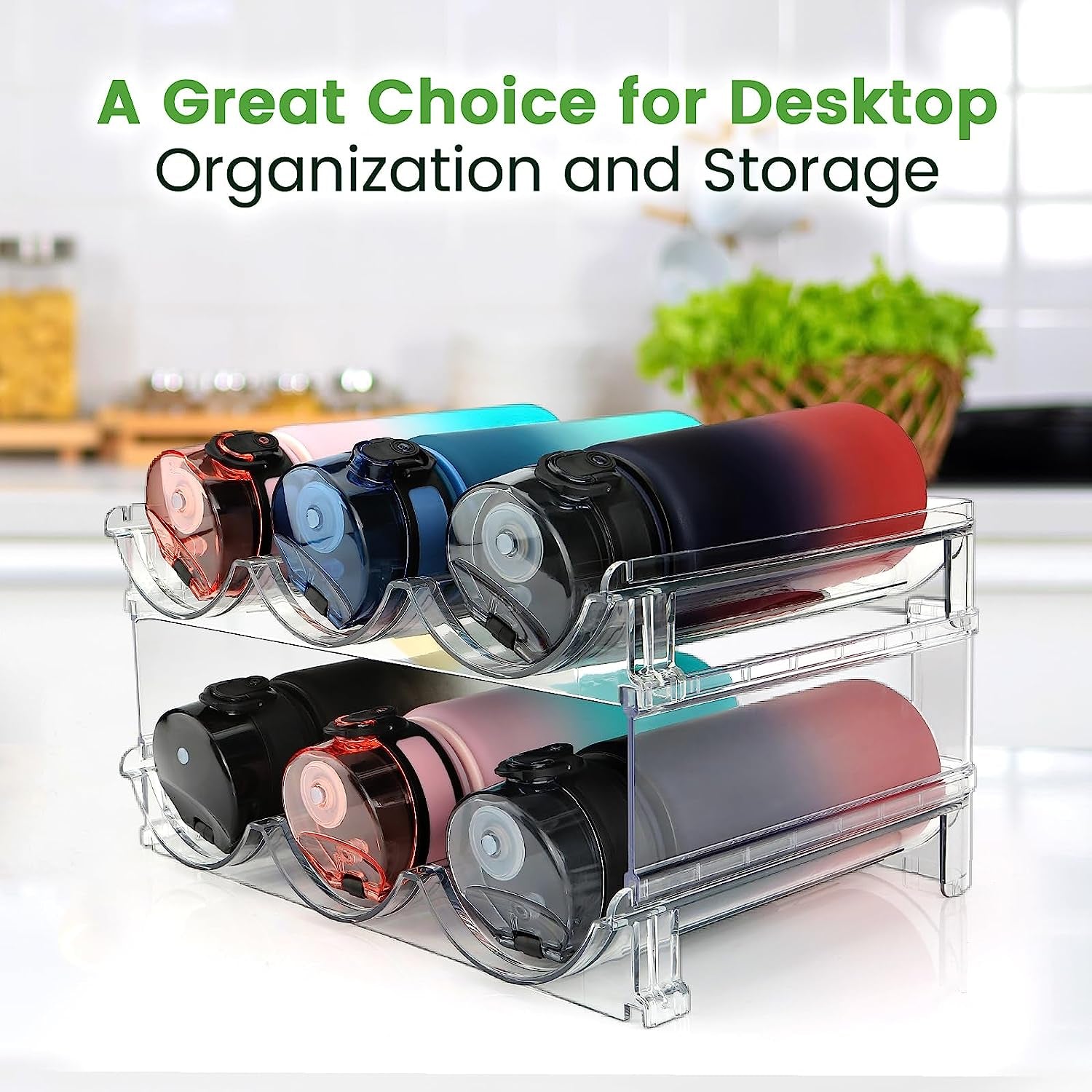 Water Bottle Cabinet Organizer Set - Stackable Storage Racks for Efficient Water Bottle Management