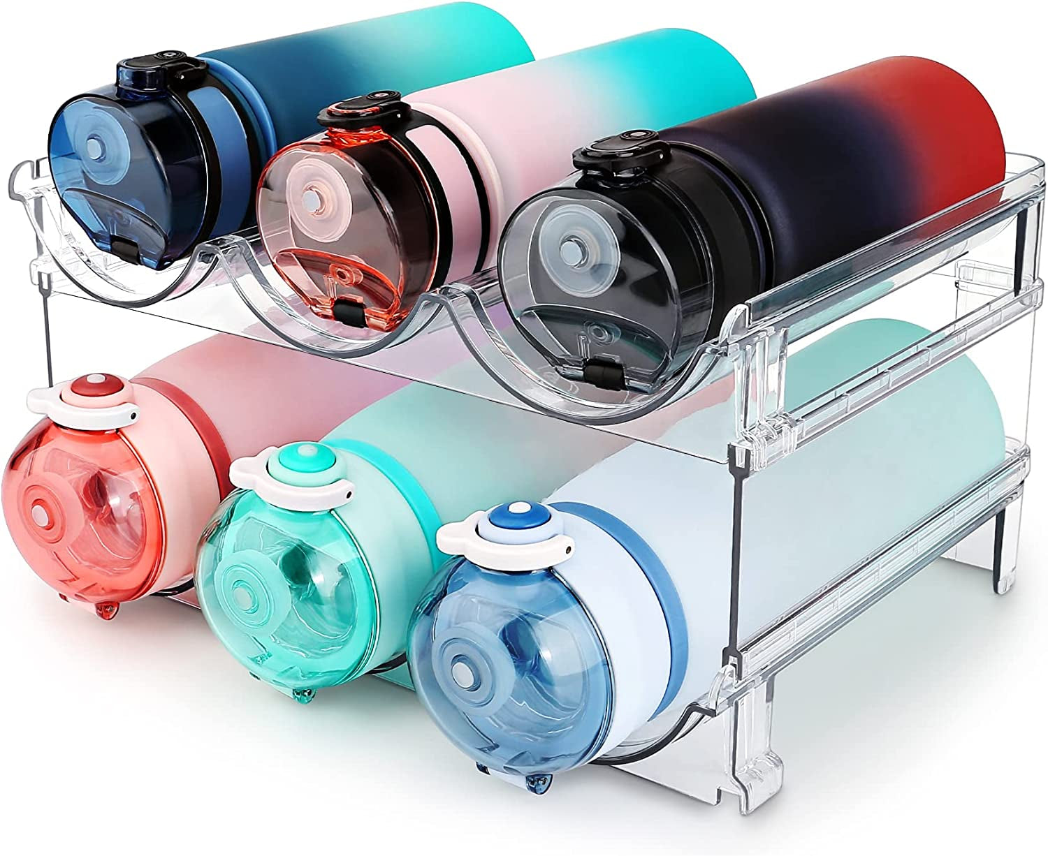Water Bottle Cabinet Organizer Set - Stackable Storage Racks for Efficient Water Bottle Management