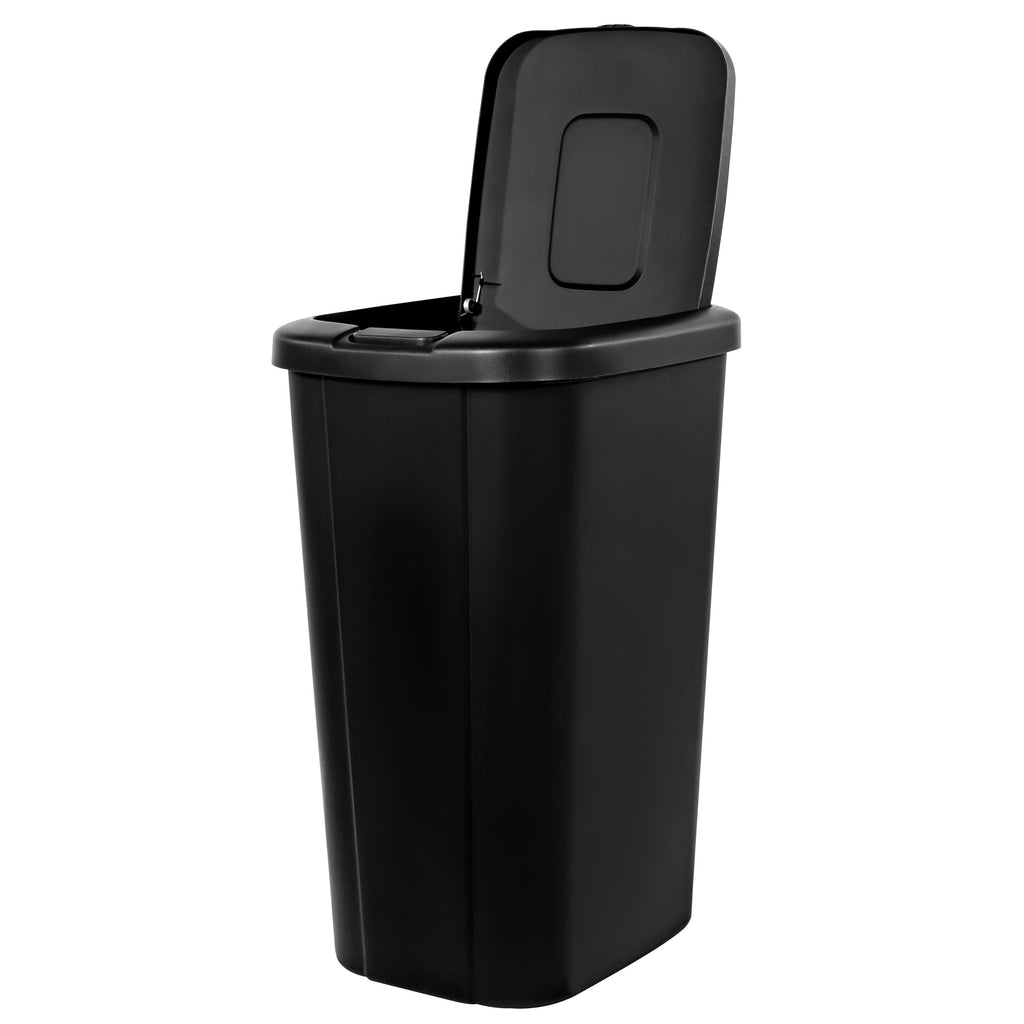 Kitchen Trash Can, 13.3 Gallon Plastic Touch Top Garbage Bin with Push Button Lid, Black