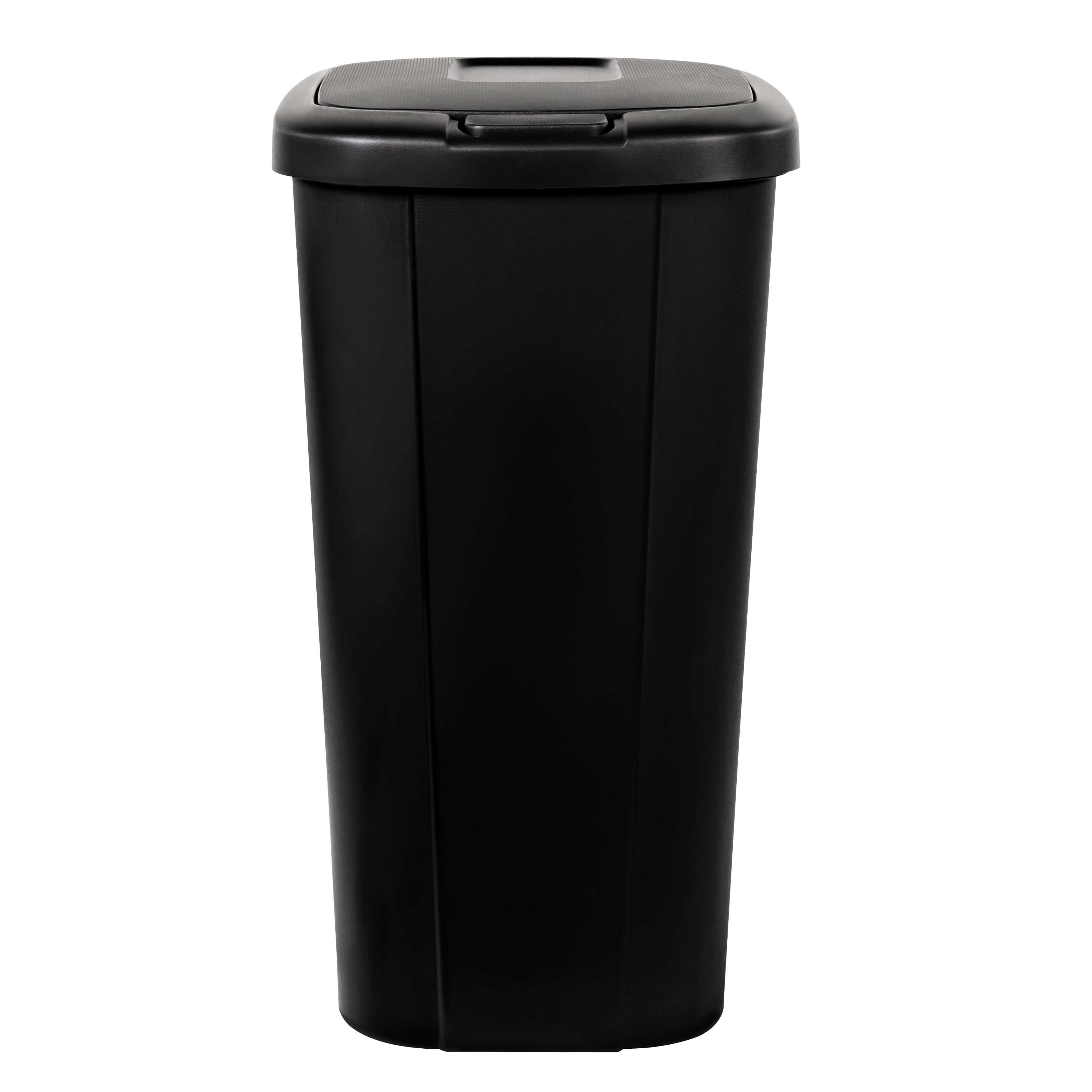 Kitchen Trash Can, 13.3 Gallon Plastic Touch Top Garbage Bin with Push Button Lid, Black