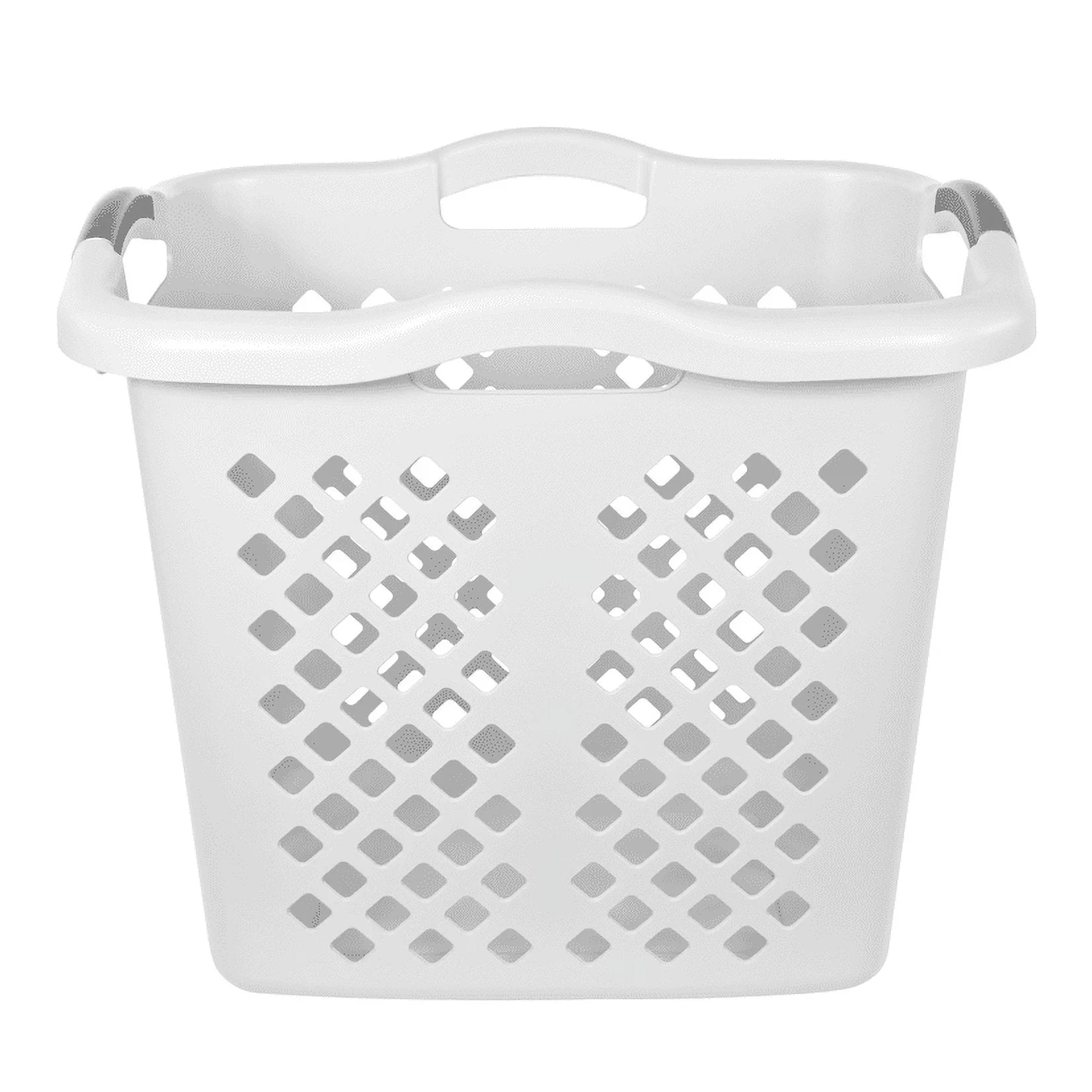 2 Bushel Lamper Laundry Basket with Silver Handles, White, Adult