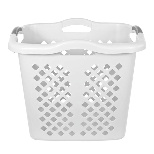 2 Bushel Lamper Laundry Basket with Silver Handles, White, Adult