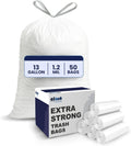 13 Gallon Trash Bags │ 1.2 Mil │ White Extra-Large Drawstring Garbage Can Liners │ 24" X 31" (50 Case)