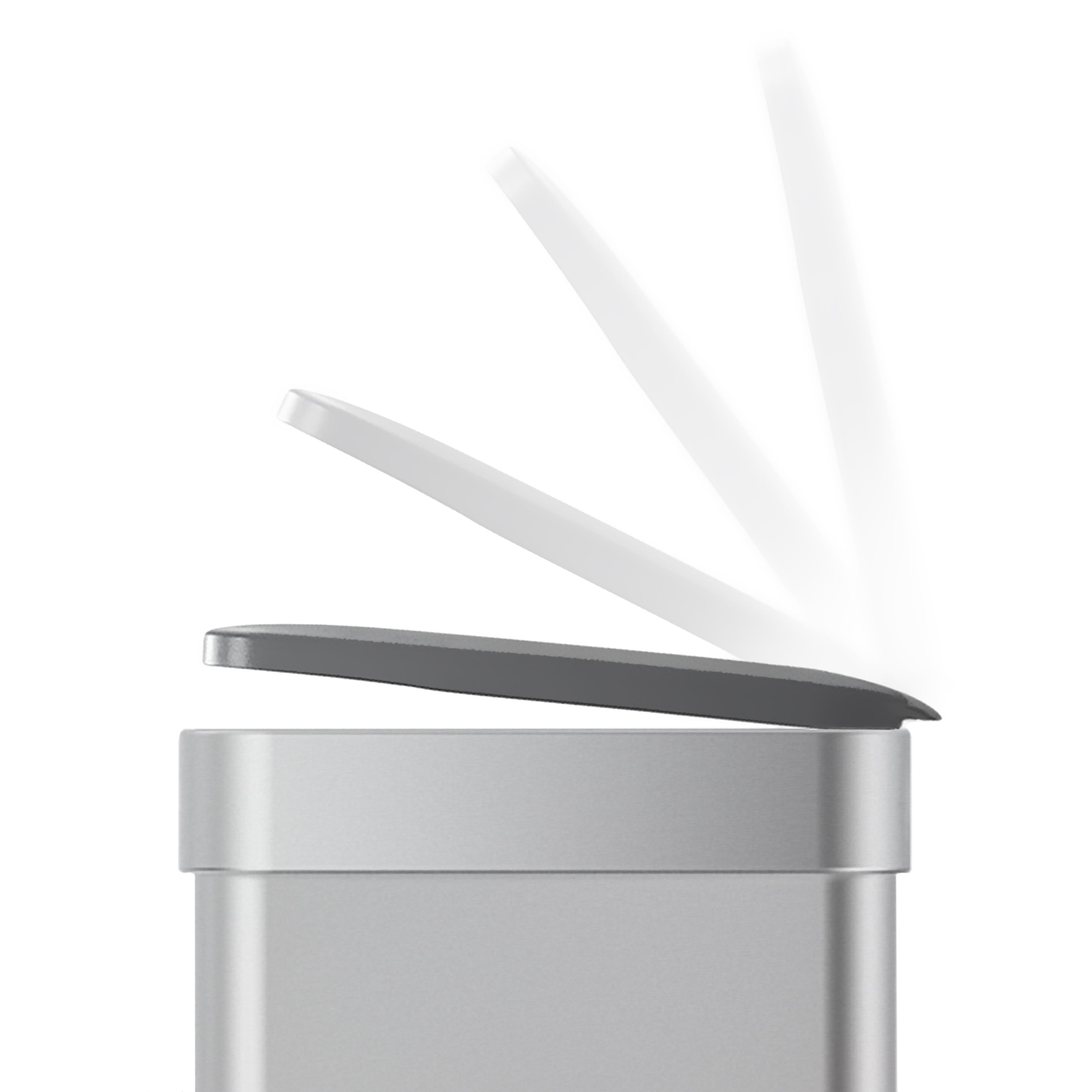 Kitchen Trash Can, 16 Gallon Stainless Steel Step Dual Compartment Reclcying Garbage Bin with Soft Close Lid, Silver