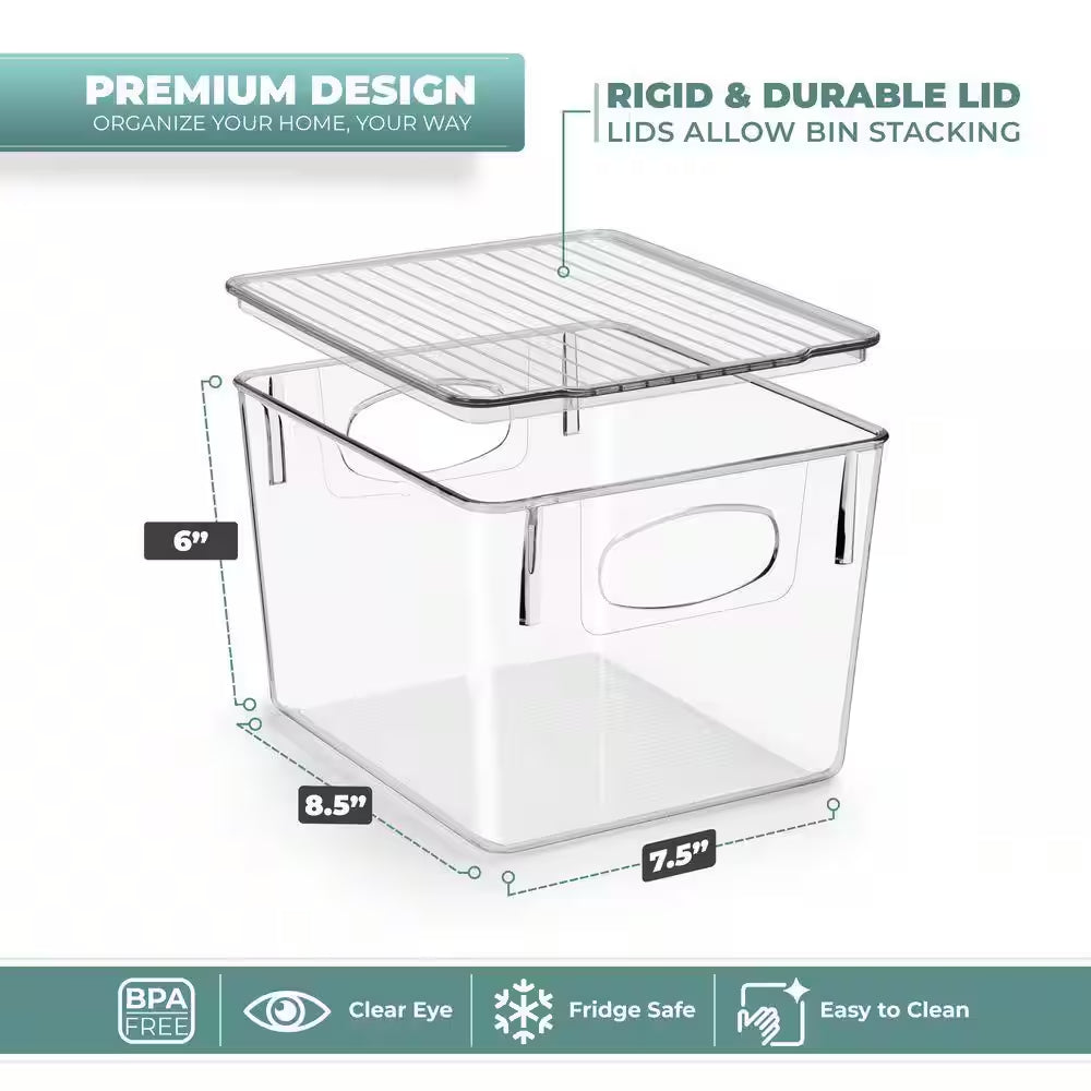 Medium Clear Plastic Storage Bins with Lids, Clear Stackable Storage Bins, Laundry Room Organizer Bins (4 Pack)