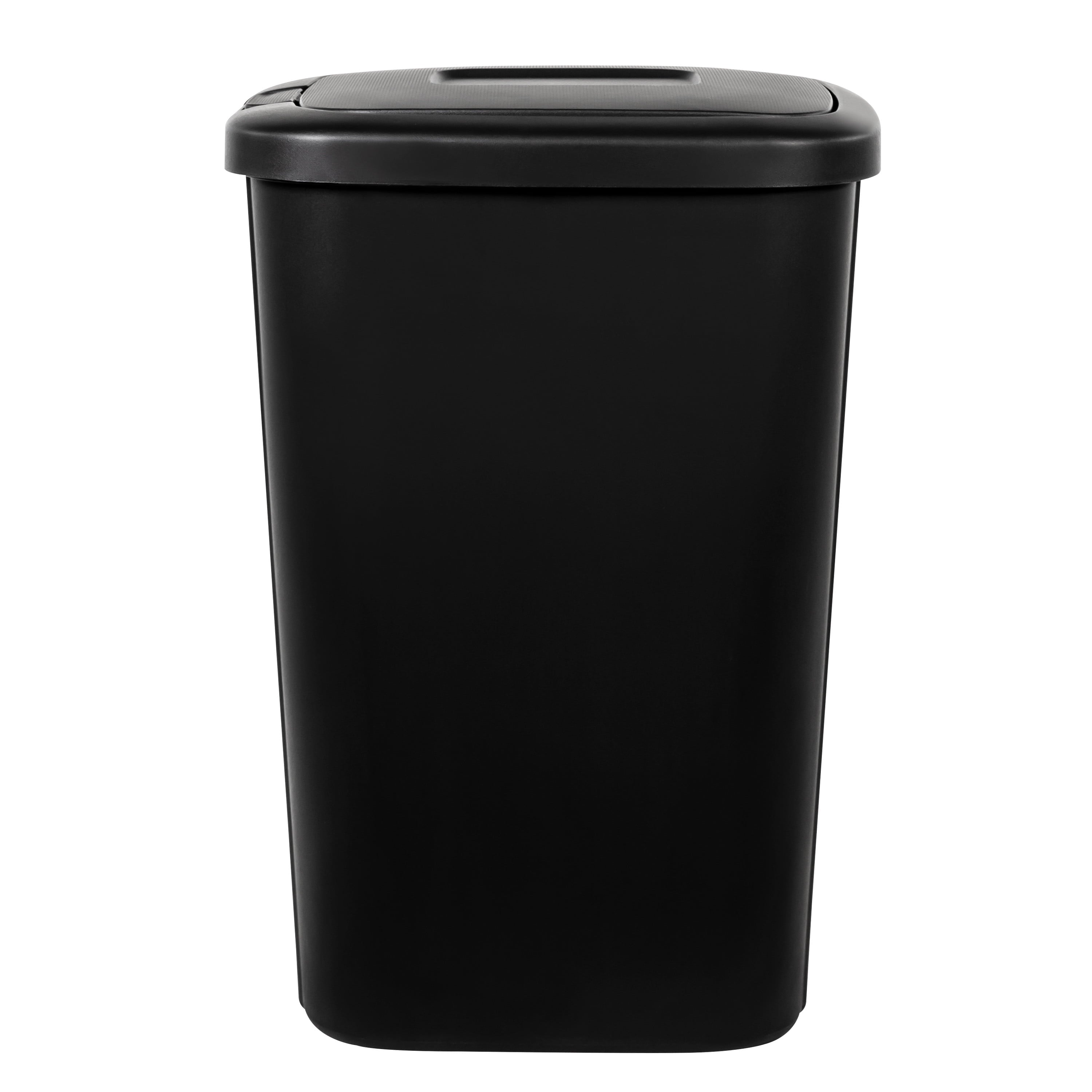 Kitchen Trash Can, 13.3 Gallon Plastic Touch Top Garbage Bin with Push Button Lid, Black