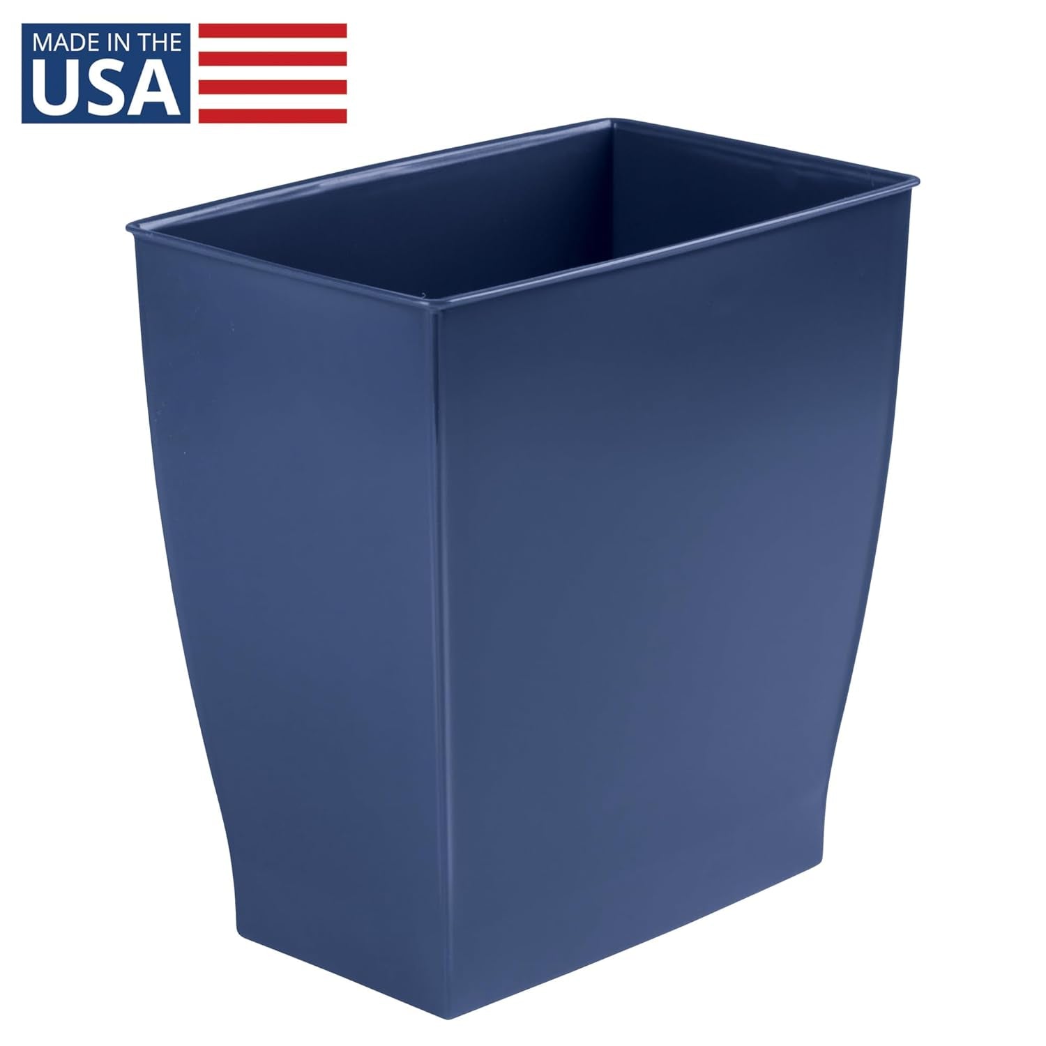 Small Plastic Bathroom Trash Can, Slim Rectangle Garbage Bin for Bedroom, Office, Dorm, Navy Blue