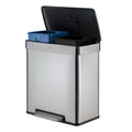 Kitchen Trash Can, 16 Gallon Stainless Steel Step Dual Compartment Reclcying Garbage Bin with Soft Close Lid, Silver