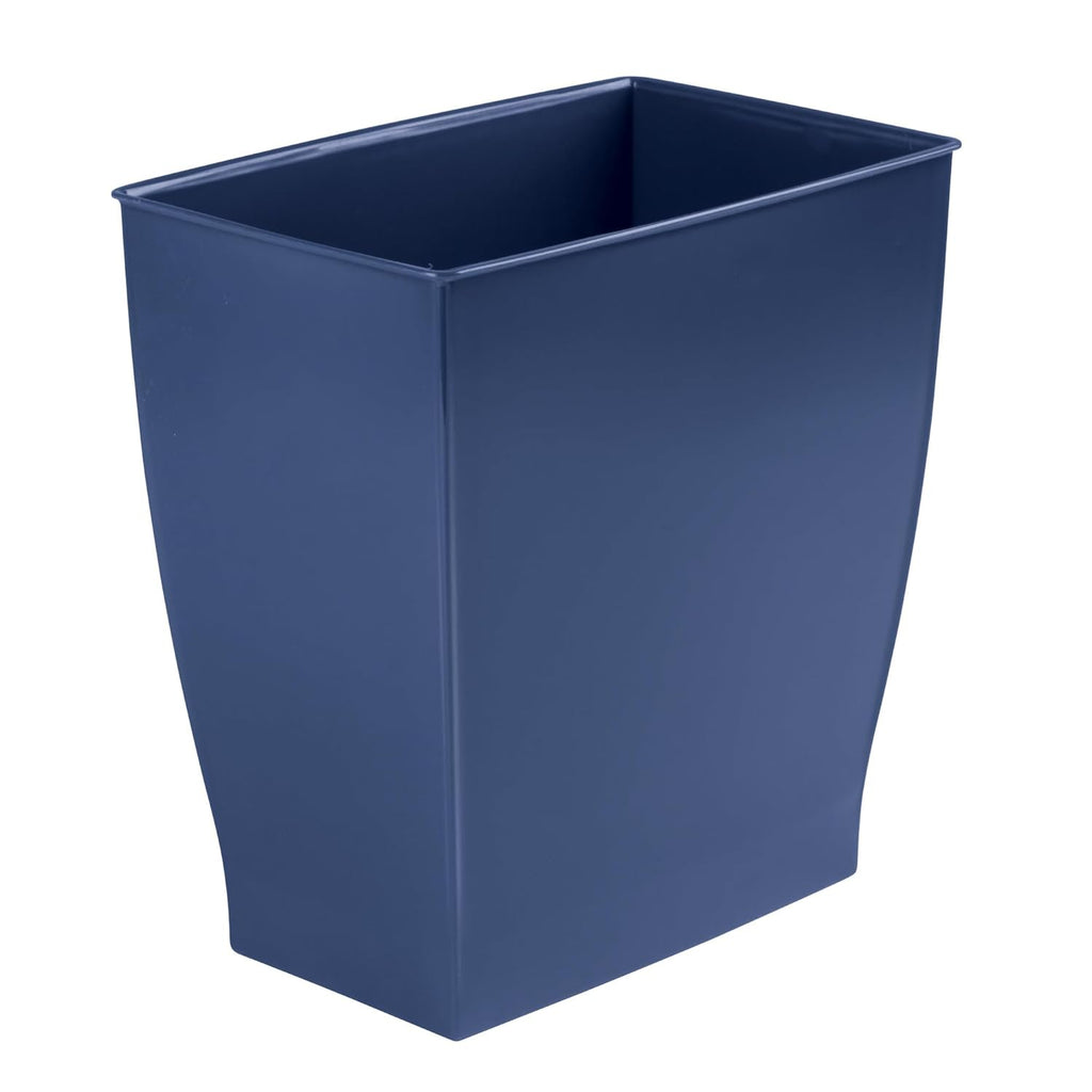 Small Plastic Bathroom Trash Can, Slim Rectangle Garbage Bin for Bedroom, Office, Dorm, Navy Blue
