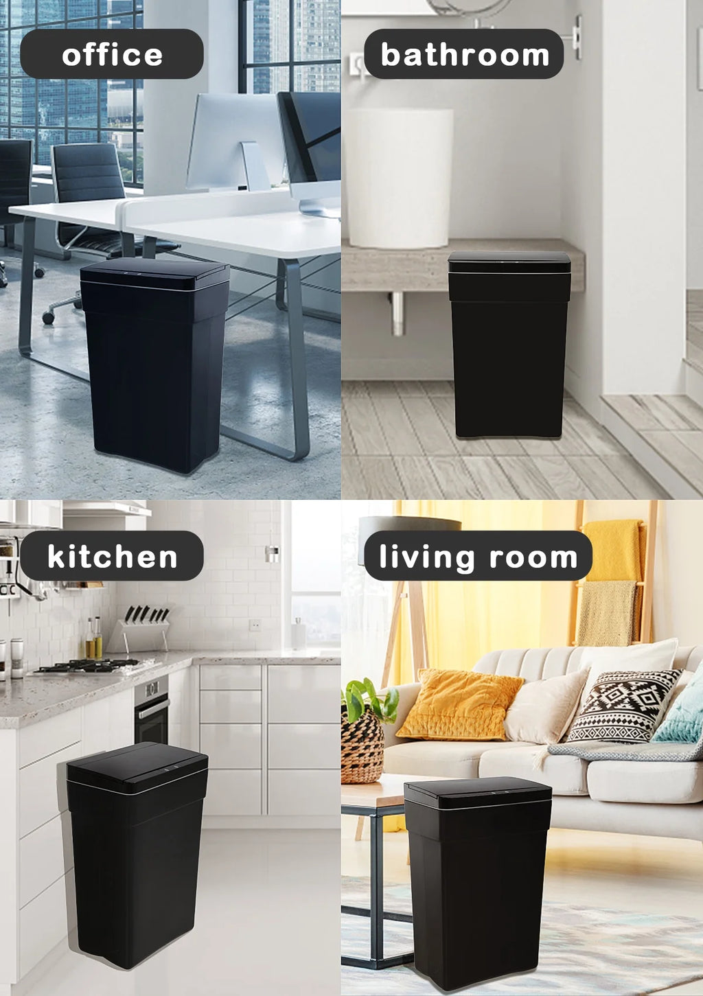 13 Gallon Kitchen Trash Can Automatic Kitchen Trash Can Touch Free High-Capacity Garbage Can with Lid for Bedroom Home Office 50 Liter Bathroom Trash Can