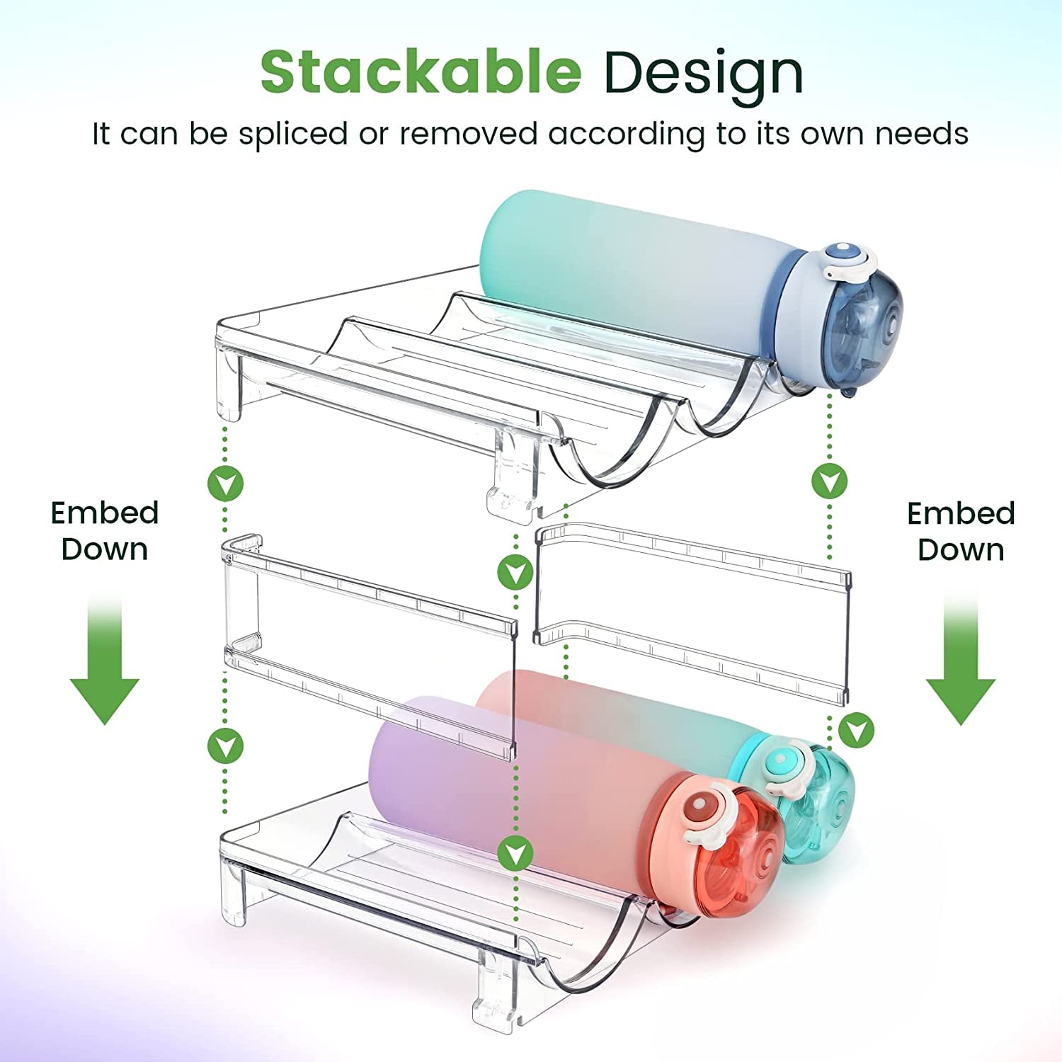Water Bottle Cabinet Organizer Set - Stackable Storage Racks for Efficient Water Bottle Management