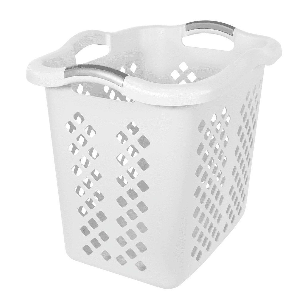 2 Bushel Lamper Laundry Basket with Silver Handles, White, Adult