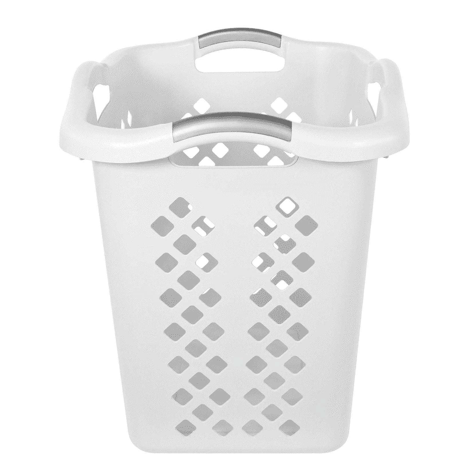 2 Bushel Lamper Laundry Basket with Silver Handles, White, Adult
