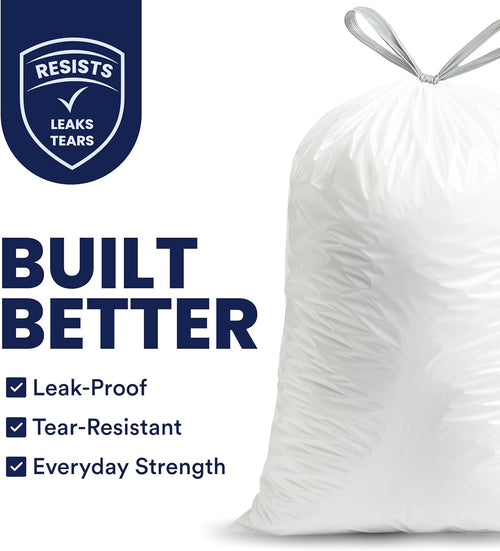 13 Gallon Trash Bags │ 1.2 Mil │ White Extra-Large Drawstring Garbage Can Liners │ 24" X 31" (50 Case)